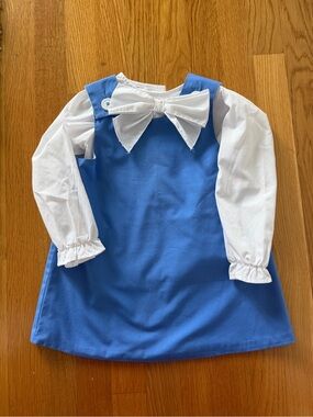 The Beaufort Bonnet Company Blue and White Girls Dress Set with Bow